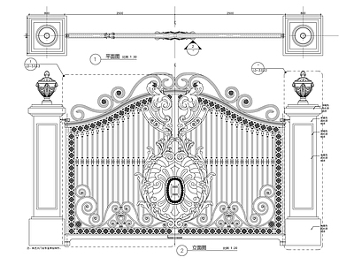 铁艺大门 施工图 通用节点