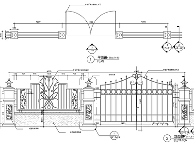 铁艺大门 施工图 通用节点