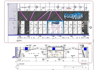 店面门头立面及详细大样 施工图