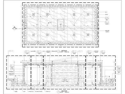 大堂地面水景及墙身大样节点 施工图