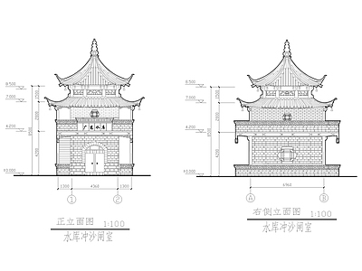 两套水库冲沙闸室古建筑 施工图