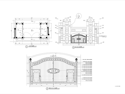 欧式入口铁艺门详图 施工图 通用节点