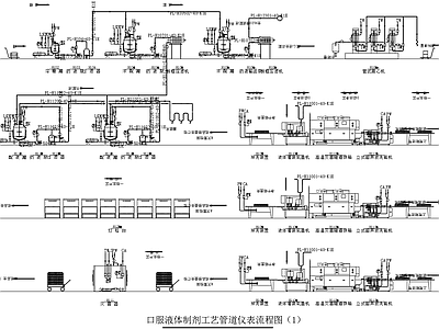 药厂液体制剂工艺管道仪表流程 施工图