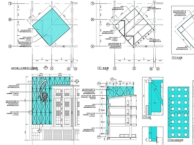 建筑外观灯塔详图 施工图 建筑通用节点