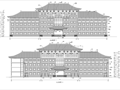 中式4层教学楼建筑 施工图