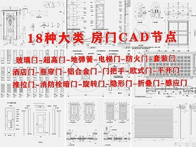 房门玻璃门平开门推拉门节点 施工图