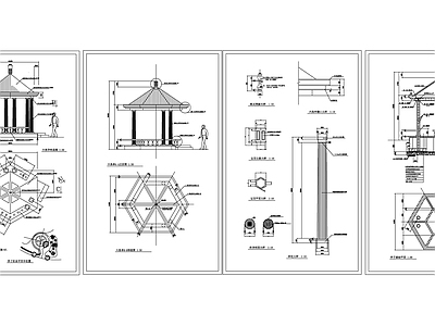 欧式六角亭 施工图
