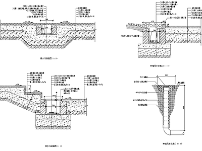 雨水收集口排水沟做法节点  施工图