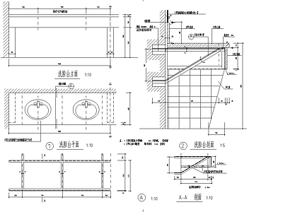 卫生间洗面台节点 施工图 家具节点