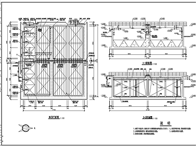 接触性氧化池平面剖面  施工图