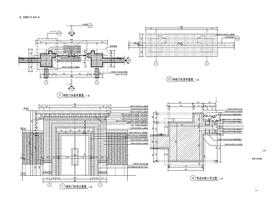 新中式别墅庭院入户门头 施工图
