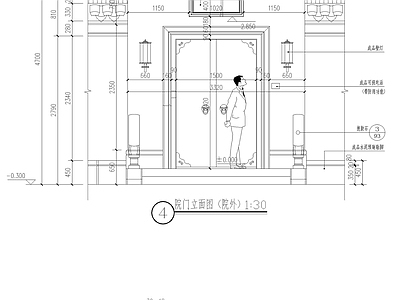 中式围墙及门头详图 施工图