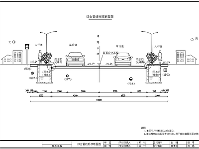 综合管线雨水暗渠断面 施工图