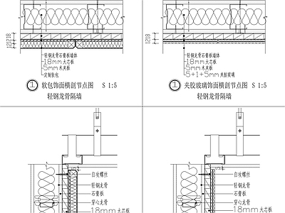 轻钢龙骨隔墙节点 施工图 建筑通用节点