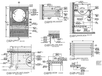 梳妆台墙边详图 施工图 家具节点