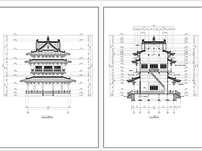 十字歇山古建筑 施工图