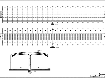 单层悬挑式钢结构车棚 施工图