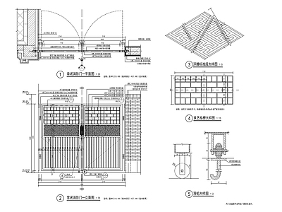 景观小区消防铁艺门 施工图 通用节点