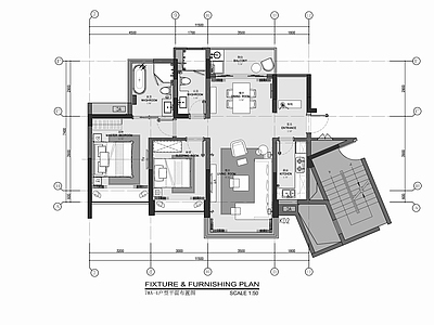 85㎡两居室家装样板间室内 施工图 平层