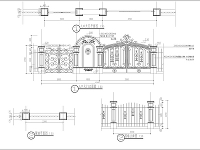 铁艺大门 施工图 通用节点