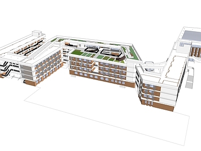 美的中小学建筑 施工图 su模型