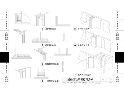 成品活动隔断 施工图 通用节点