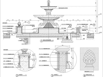 欧式喷泉水景 施工图