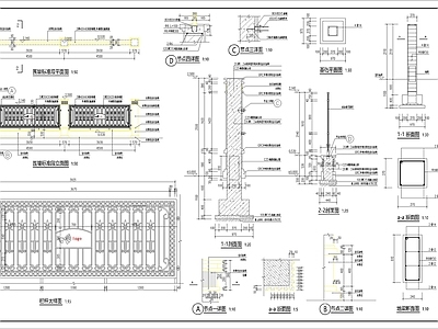 欧式简约小区围栏详图 施工图