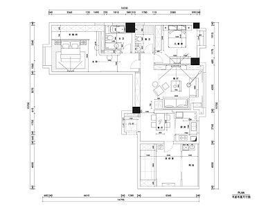 现代风120平三室两厅大平层精装修 施工图