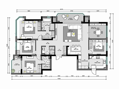 180㎡四居室家装大平层 施工图