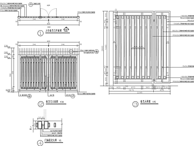 景观铁艺门 施工图 通用节点