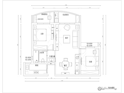 美式100平米平层家装 施工图