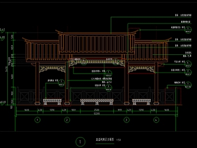 仿古建廊架 施工图