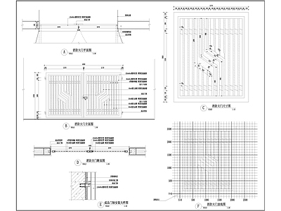 铁艺大门防护栏杆详图 施工图 通用节点