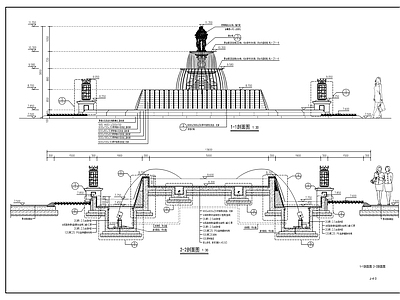 欧式中轴跌水水景 施工图