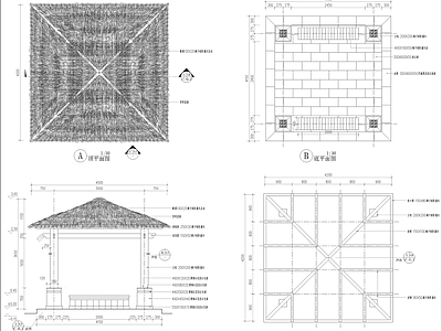 茅草亭详图 施工图
