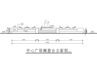 广场雕塑立面 图库 景观小品