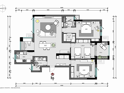 130㎡平层家装室内 施工图