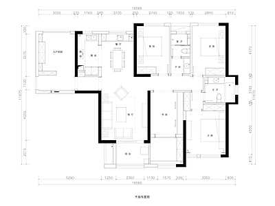 现代140平米三室两厅大平层装修 施工图