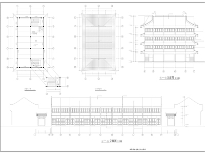 徽派风格仿古建筑 施工图