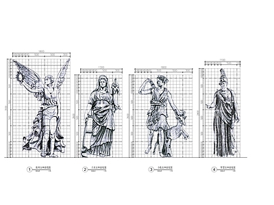 希腊神话女神雕塑水景 施工图