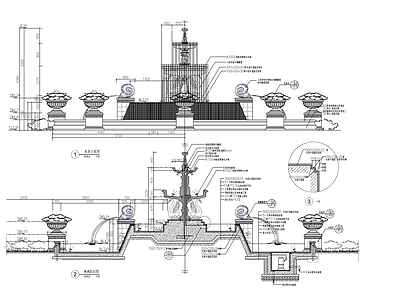 欧式跌水水景 施工图