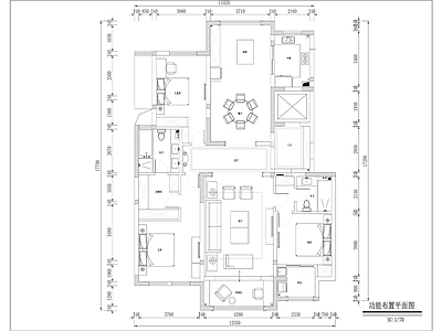 现代风180平米三室两厅大平层装修 施工图