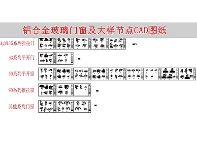 铝合金推拉门平开门玻璃门窗大样节点 施工图