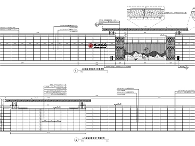 新中式入口廊架山形水景墙 施工图