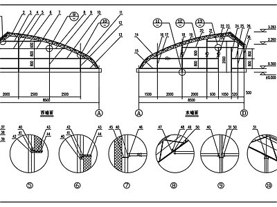 跨日光温室工程钢结构 施工图