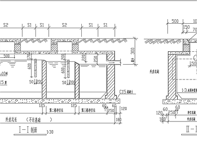 三格化粪池平面剖面节点 施工图
