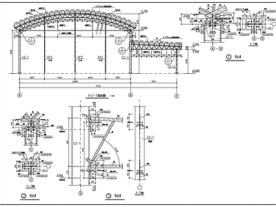 钢管桁架大棚结构  施工图