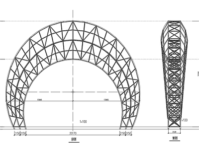 月亮造型钢管桁架  施工图