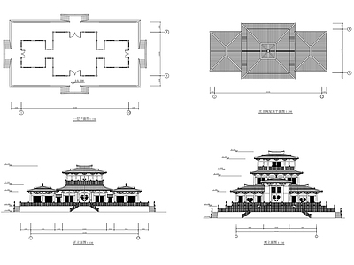 中式汉代庄王阁古建筑 施工图